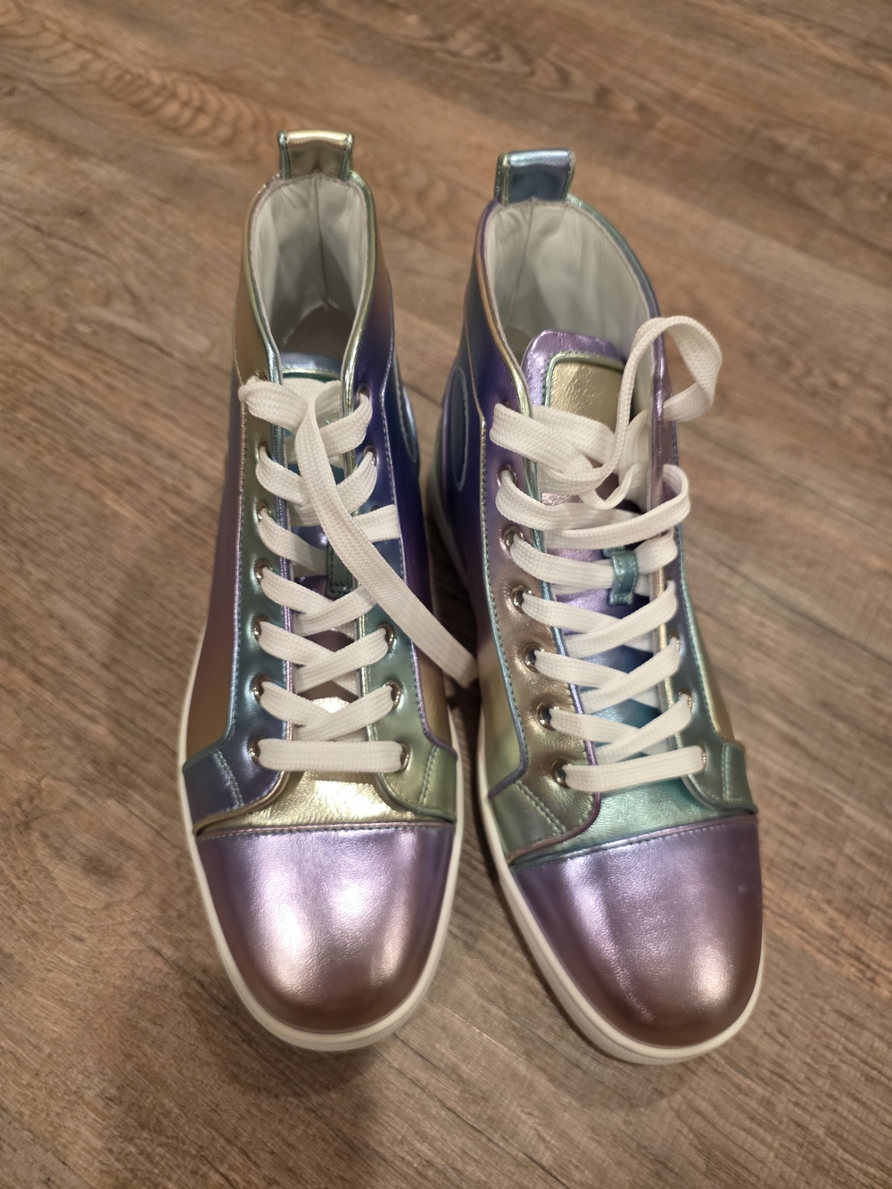 Christian Louboutin Iridescent Pastel High-Top Sneakers - Picture 9 of 9